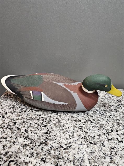 Vintage Signed Captain Harry Jobes Maryland Wood Mallard Duck Decoy