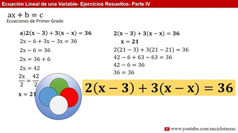 Ecuaci N Lineal De Una Variable Youtube