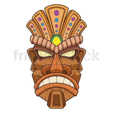 Serious Tiki Mask Cartoon Clipart Vector Friendlystock