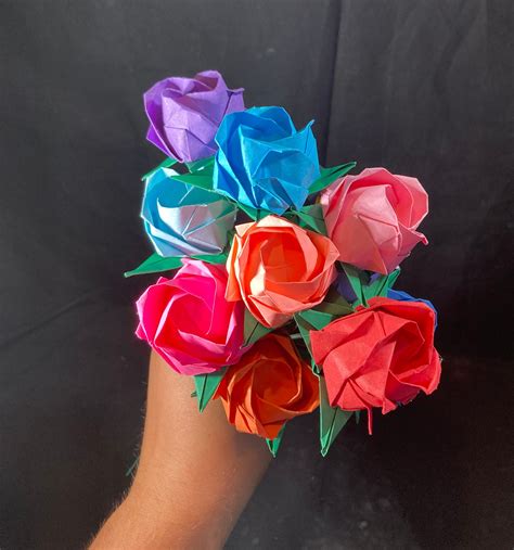 Origami Rose Bouquet In Multiple Colors Dozen Etsy