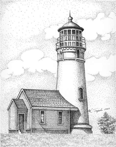 Cape Blanco Lighthouse Drawing by Lawrence Tripoli