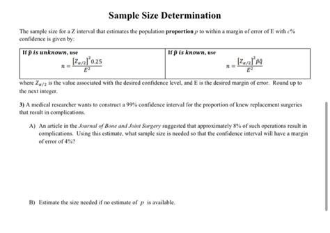Solved Sample Size Determination The sample size for a Z | Chegg.com
