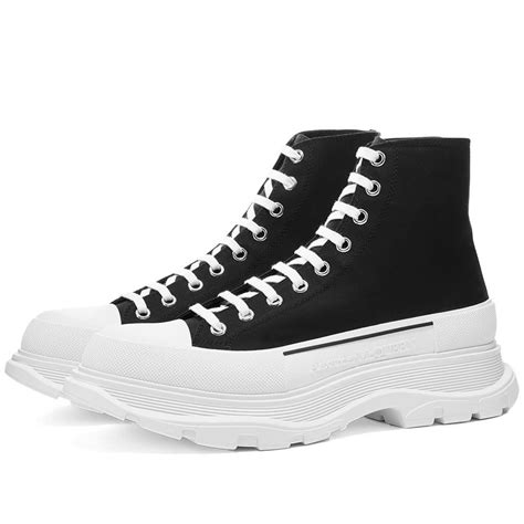 Alexander Mcqueen Tread Slick Canvas High Top Sneaker Black White End