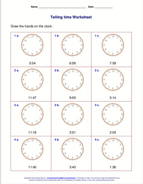 3rd Grade Telling Time Worksheets