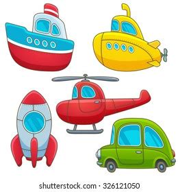 Retro Transport Icon Set Cartoon Funny Stock Vector Royalty Free