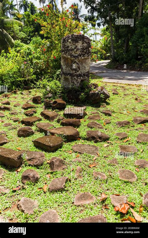 Traditional Face Stone Monolith Named Mother And Child Near Ngermid