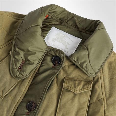 Military Quilted Cotton Coat In Dark Green Burberry United States