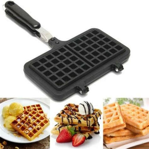 Termurah Double Waffle Pan Maker Persegi Panjang Cetakan Kue Waffel