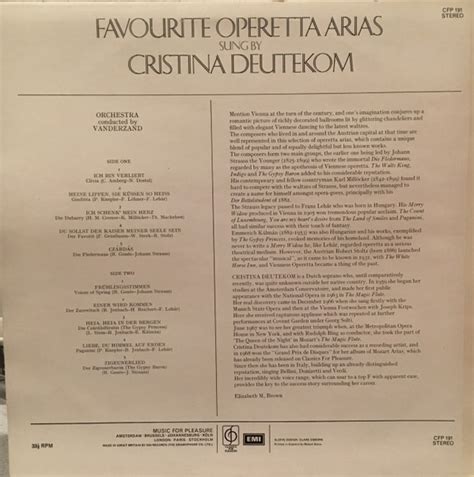 Cristina Deutekom Favourite Operetta Arias Lp Album Re