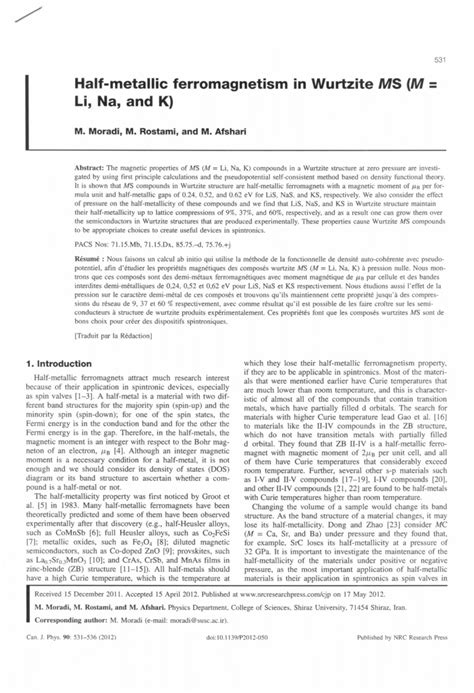 Pdf Half Metallic Ferromagnetism In Wurtzite Ms M Li Na And K