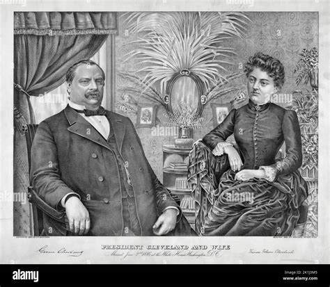 An Engraving Of President Grover Cleveland And His Wife And First Lady Frances Folsom Cleveland