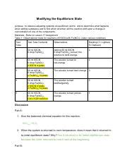 Modifying The Equilibrium State 1 Pdf Modifying The Equilibrium