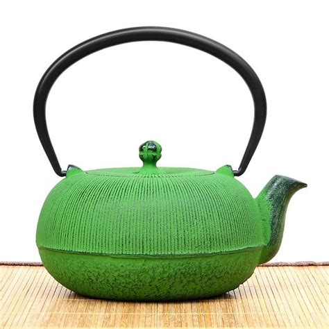 Nanbu Tekki Japanese Cast Iron Teapot Flat And Round Vertical Line 0 7L