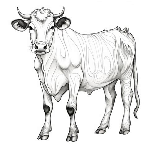 Desenho artístico de vaca em fundo branco Foto Premium