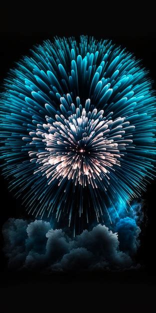 Premium Ai Image Spectacular Blue Fireworks Illuminating The Night