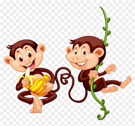 70 Clip Art Of Monkeys Eating Banana Illustrations Royalty Free