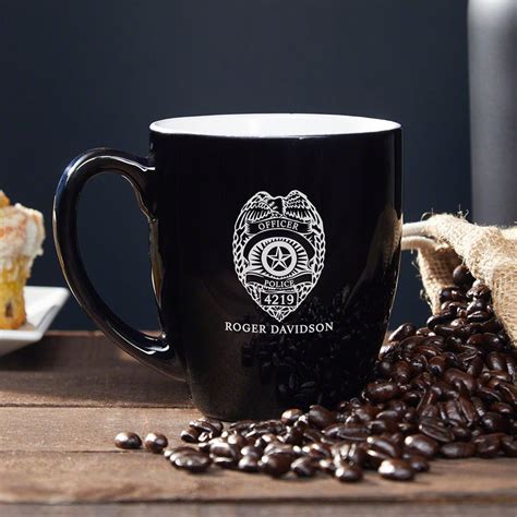 Police Badge Personalized Coffee Mug Police Officer Gift Etsy