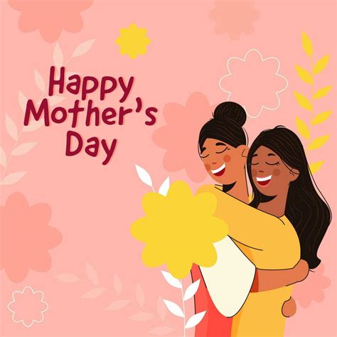 Happy Mothers Day Concept With Cheerful Young Mom Hugging Her Daughter