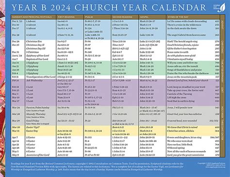 Year B 2025 Church Year Calendar Arlyn Caitrin