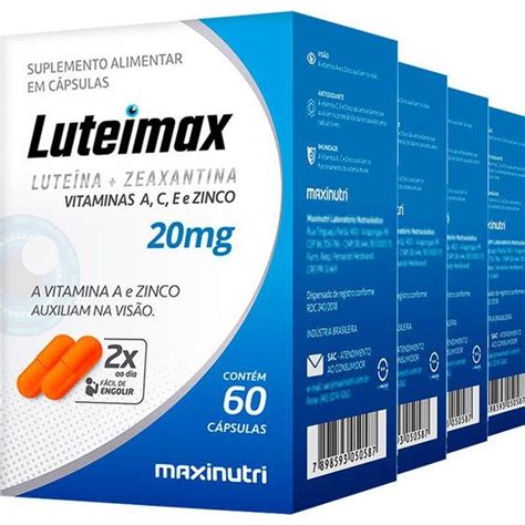 Kit 6 Luteimax Luteína Zeaxantina Vitaminas A C E Zinco 60 Cápsulas