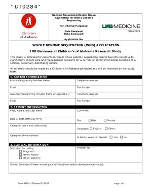 Fillable Online Referral Form Whole Genome Sequencing 2201 Fax