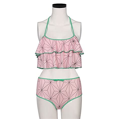 Demon Costume Bikini Swimsuit Nezuko Kamado Anime Cosplay Two Piece Halter Neck Bathing Suits