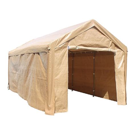 Aleko Ft W X Ft D Beige Roof Heavy Duty Carport Cp Be Hd