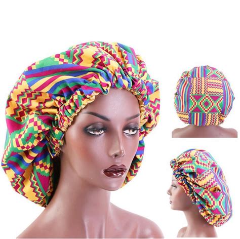 New Design Large Satin Lined Double Layer Bonnet African Pattern Print