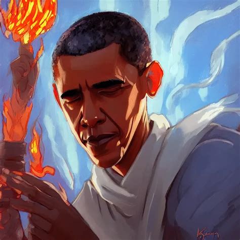 Barack Obama As A Firebender Portrait Elegant Stable Diffusion