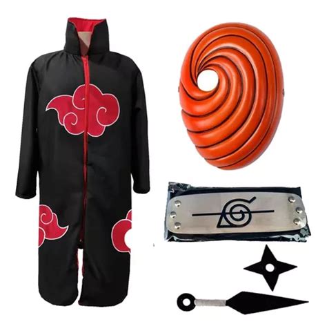 Kit Máscara Tobi Capa Manto Akatsuki Kunai Shuriken Frete grátis