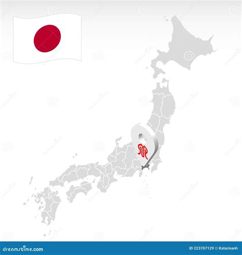 Location Of Prefecture Kanagawa On Map Japan. 3d Kanagawa Location Mark. Quality Map With ...