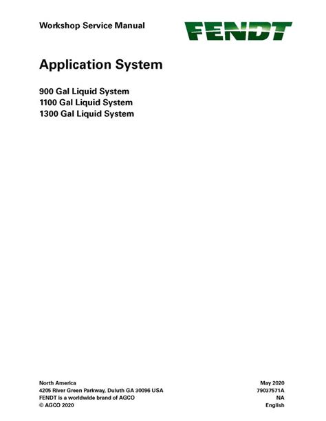 Sistema de aplicación Fendt 900 1100 1300 Gal pdf manual de servicio