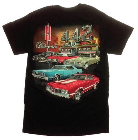 442 Oldsmobile Cutlass Multi Car Diner 100 Cotton Adult T Shirt By Jo