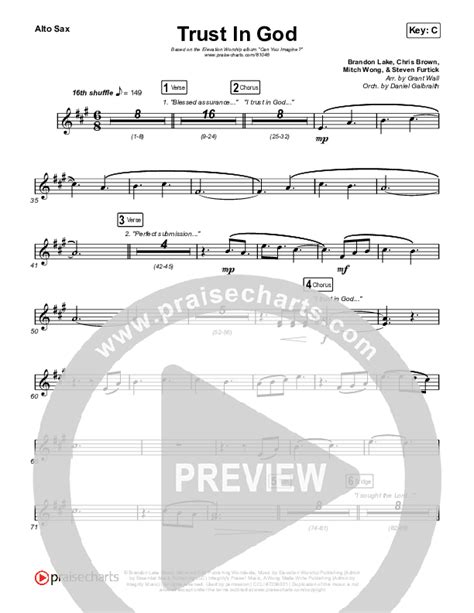 Trust In God Alto Sax Sheet Music Pdf Elevation Worship Chris Brown