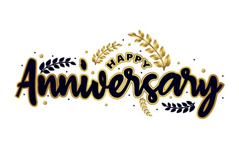 Happy Anniversary Png Typography In Golden Laurel Wreath Design