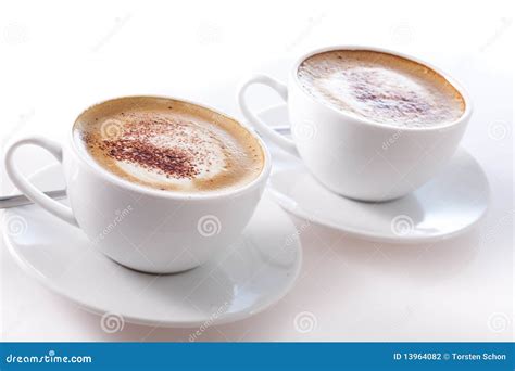 Two Cups Of Cappuccino Stock Photo Image Of Italian 13964082