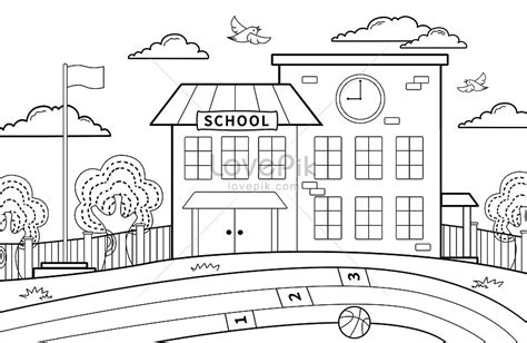 Gambar Sekolah Kartun Hitam Putih Sudut Mempelajari B