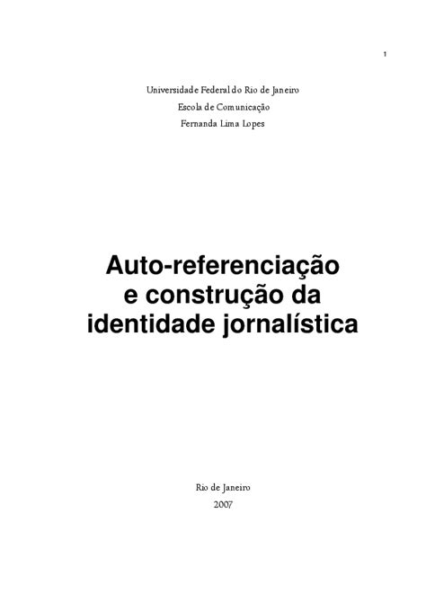 Pdf Auto Referenciação E Construção Da Identidade Jornalística DissertaÇÃo De Mestrado