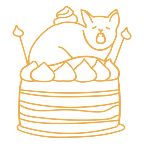 Design Png E Svg De Aniversário De Doodle De Bolo De Gato Para Camisetas