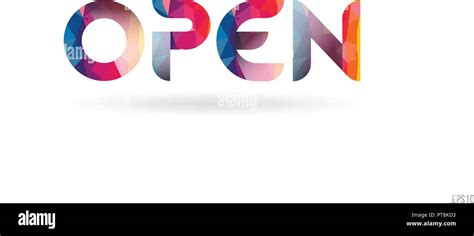 Open Colored Rainbow Word Text Suitable For Card Brochure Or Typography Logo Design Stock