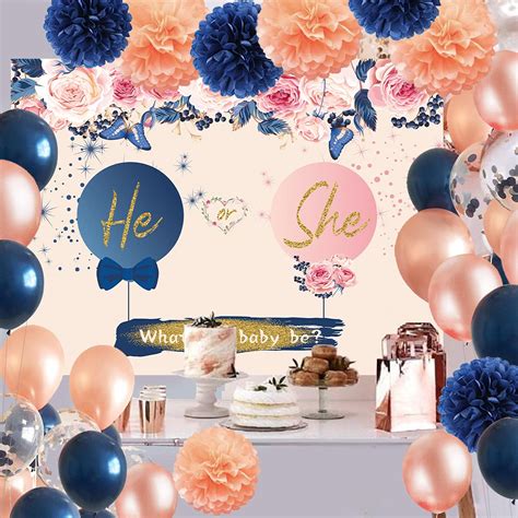 Buy Navy Rose Gold Gender Reveal Party Supplies Pack Gender Reveal