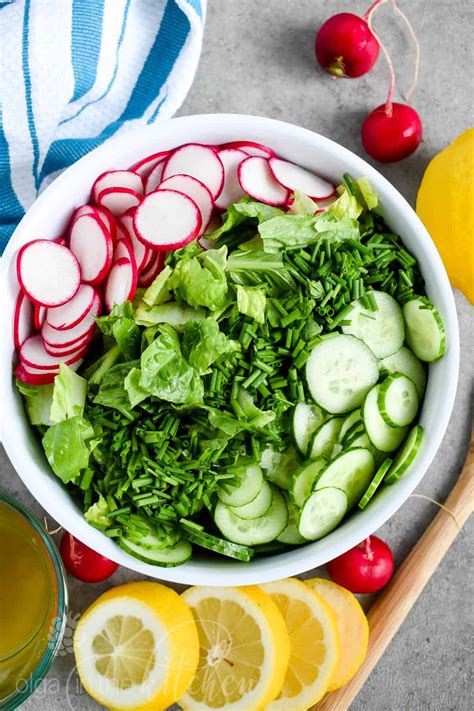 Lettuce Radish Salad with Lemon Vinaigrette - Olga in the Kitchen