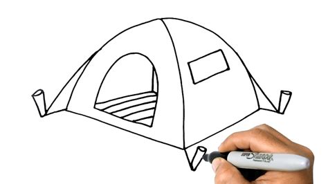 How To Draw A Tent Easy Step By Step Youtube