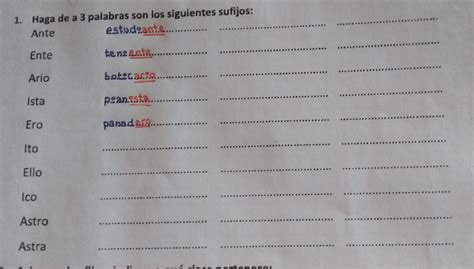 Haga De A Palabras Son Los Siguientes Sufijos Ante Estudiante