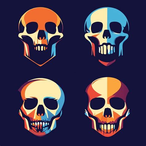 Premium Vector Four Human Skulls Vector Illustrations Graphic Design