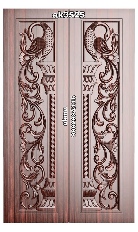 Ornate Wooden Door With Decorative Designs