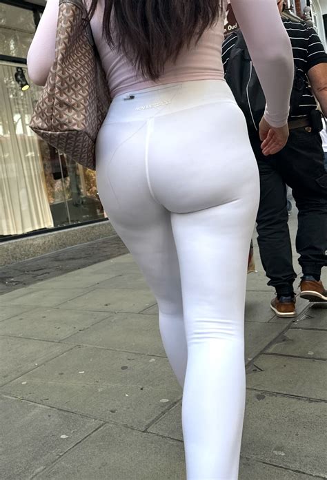 Sexy Brunette Showoff In Seethrough White Leggings Oc Spandex