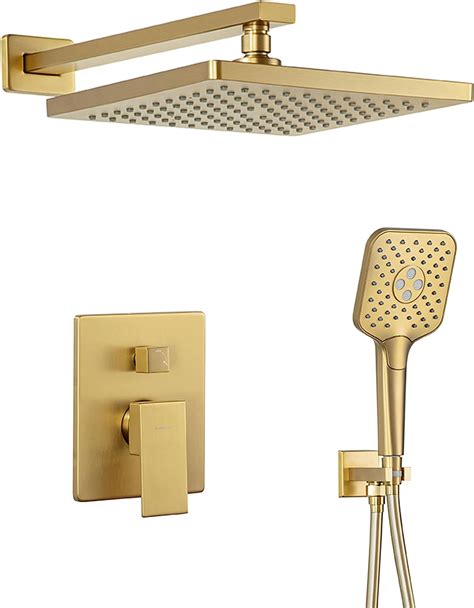 Casta Diva Brushed Gold Shower System Incl 10 Square Rain Shower Head