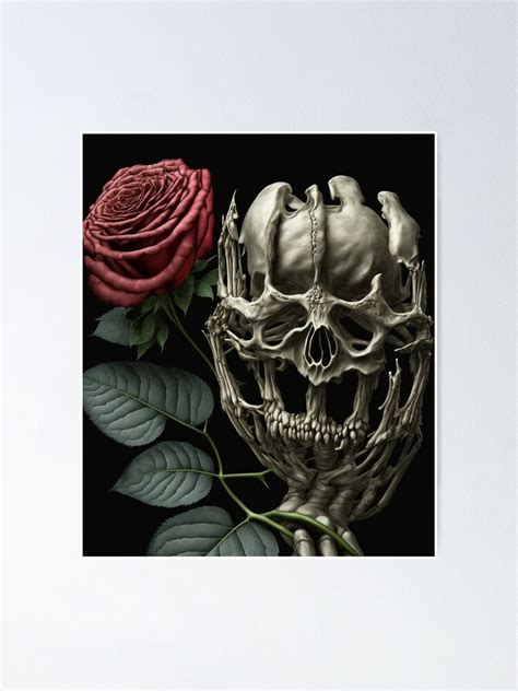 Skeleton Hand Holding Rose Poster For Sale By Navel Redbubble