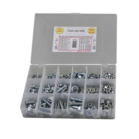 480pc Imperial UNF Hex Bolt Nut Washer Kit G5 Zinc Plated Bolts